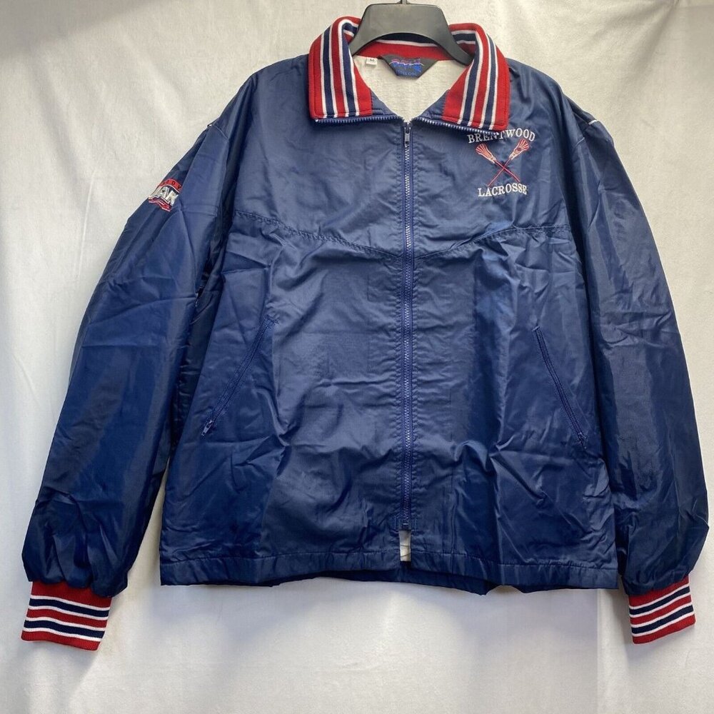 Wave One Windbreaker Rain Jacket Full Front Zipper Men Medium Blue Zip Pockets
